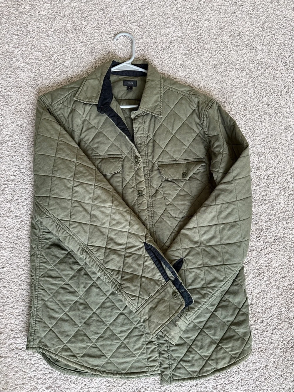 J Crew Quilted Olive Green Shacket